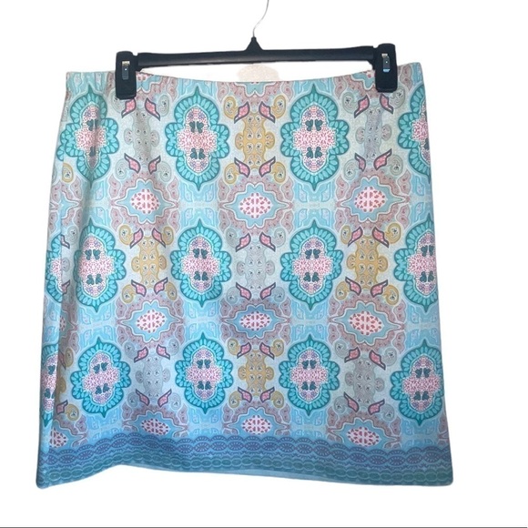 🌻 Talbots Aqua & pink Medalion Print Skirt. Size XL - Picture 3 of 6